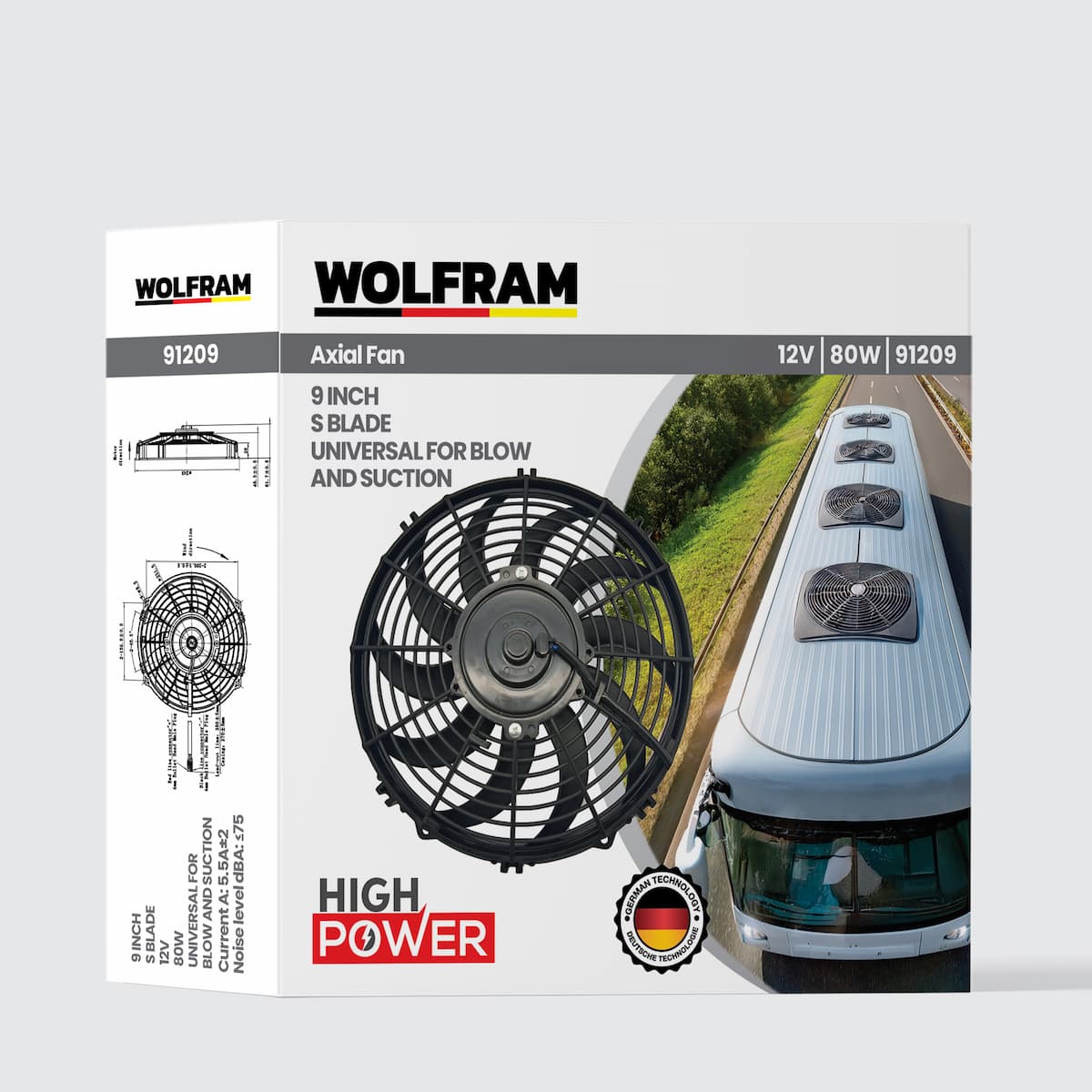 Wolfram Axial Fan 9 Inch S Kanat 12V