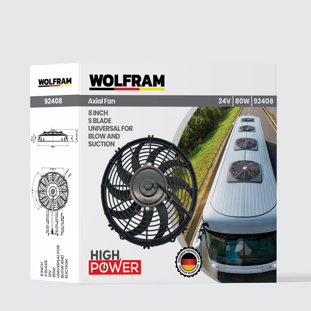 Wolfram Axial Fan 8 Inch S Kanat 24V