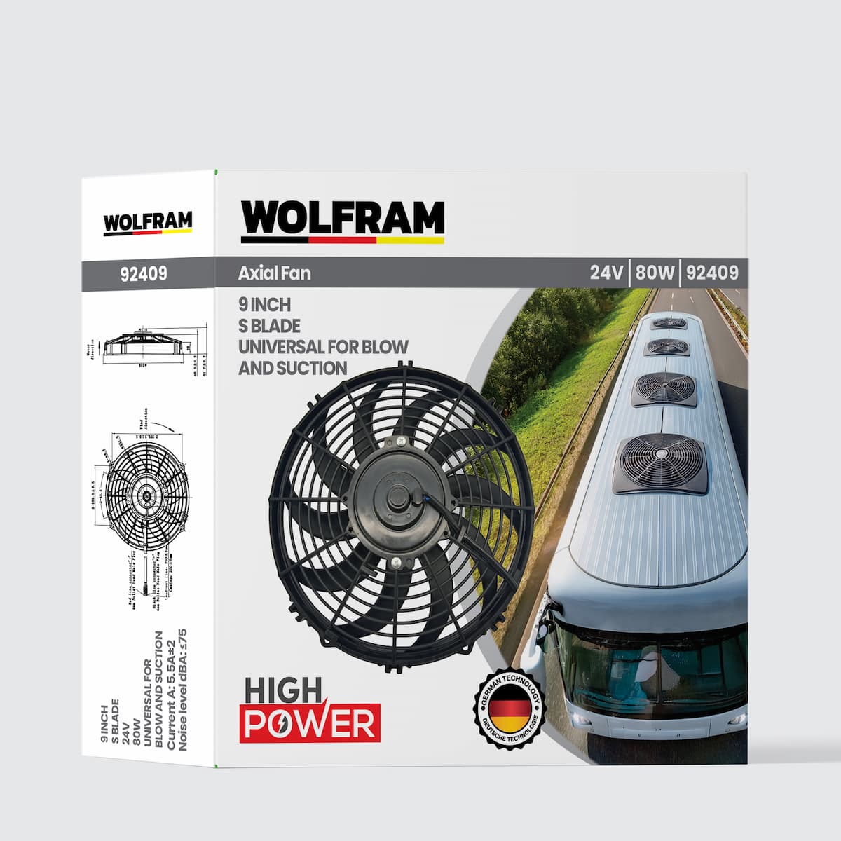 Wolfram Axial Fan 9 Inch S Kanat 24V