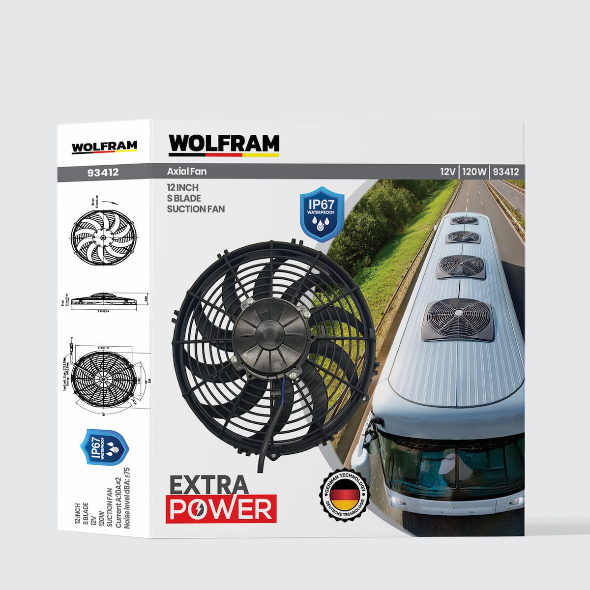Wolfram Axial Fan 12 Inch S Kanat IP67 Su Geçirmez