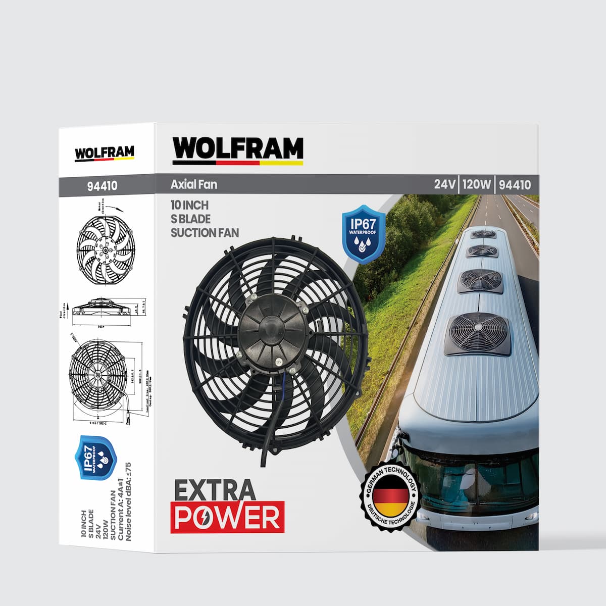 Wolfram Axial Fan 10 Inch S Kanat IP67 Su Geçirmez